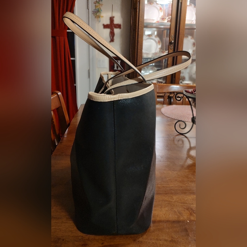 Coach Black City Tote with Tan Trim and Handles - Picture 2 of 12